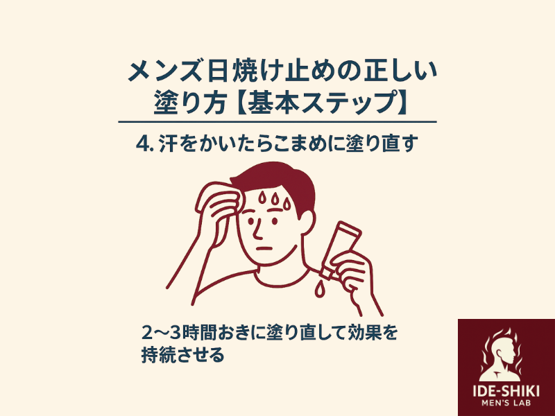日焼け止めの正しい塗り方STEP4のイラスト