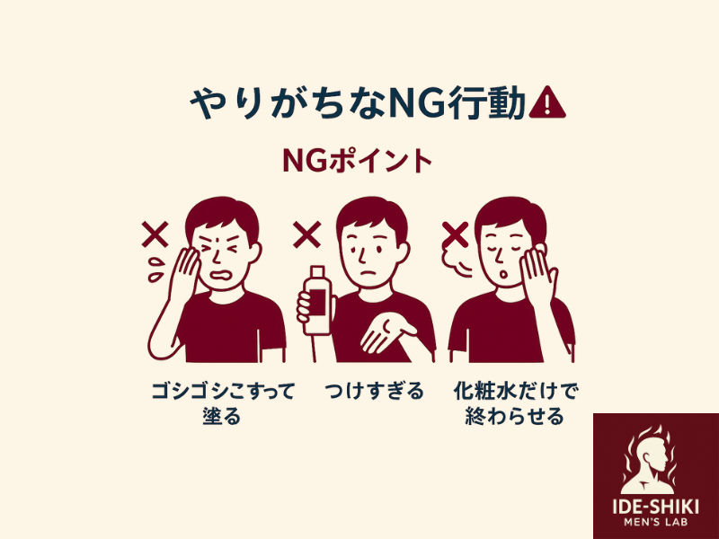 やりがちなNG行動をまとめてあるイラスト