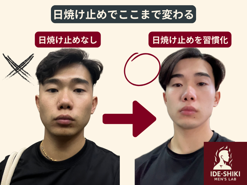 日焼け止めを塗ることを習慣化して清潔感を爆上げした筆者の画像