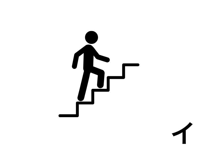 小さな一歩を積み重ねて前に進むことを表現したシンプルなピクトグラム